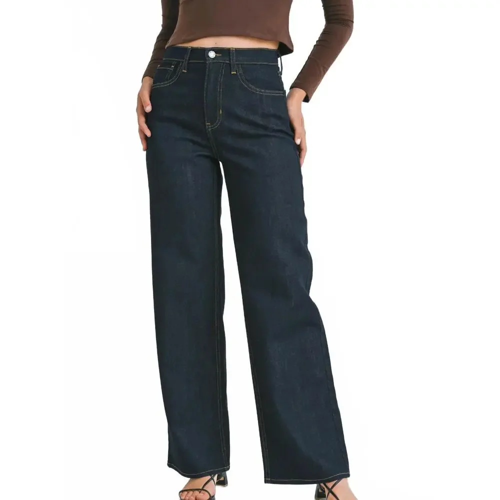 Just Black Dark Indigo Wide Leg Jeans - Picture 3 of 5